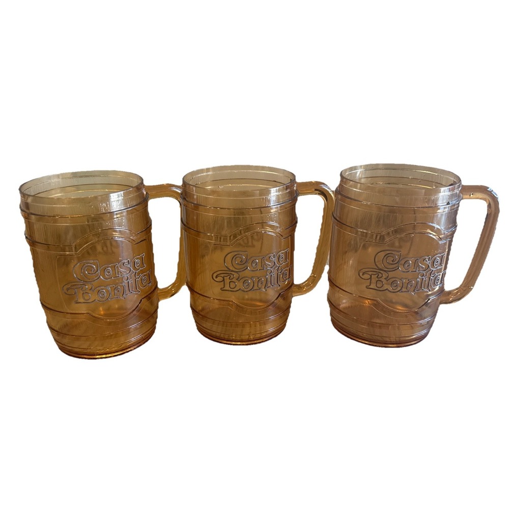 Casa Bonita Of Colorado Plastic Root Beer Barrel Bar Mugs (3) 16 oz NO LIDS